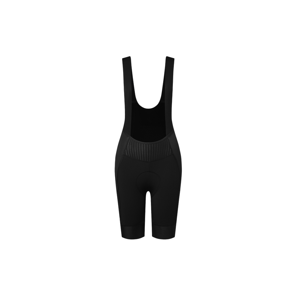 Jelenew Black High-rise Back Thermal Bib Shorts- Winter Warmth