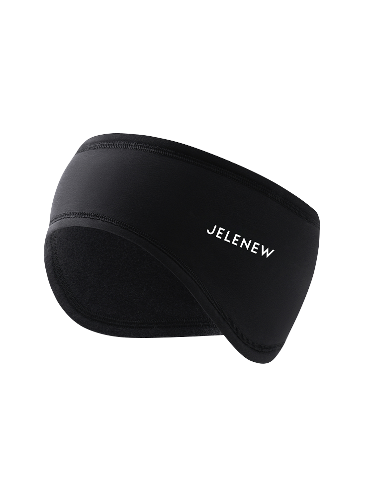 Black brushed logo headband by Jelenew for ear and forehead protection in cold weather