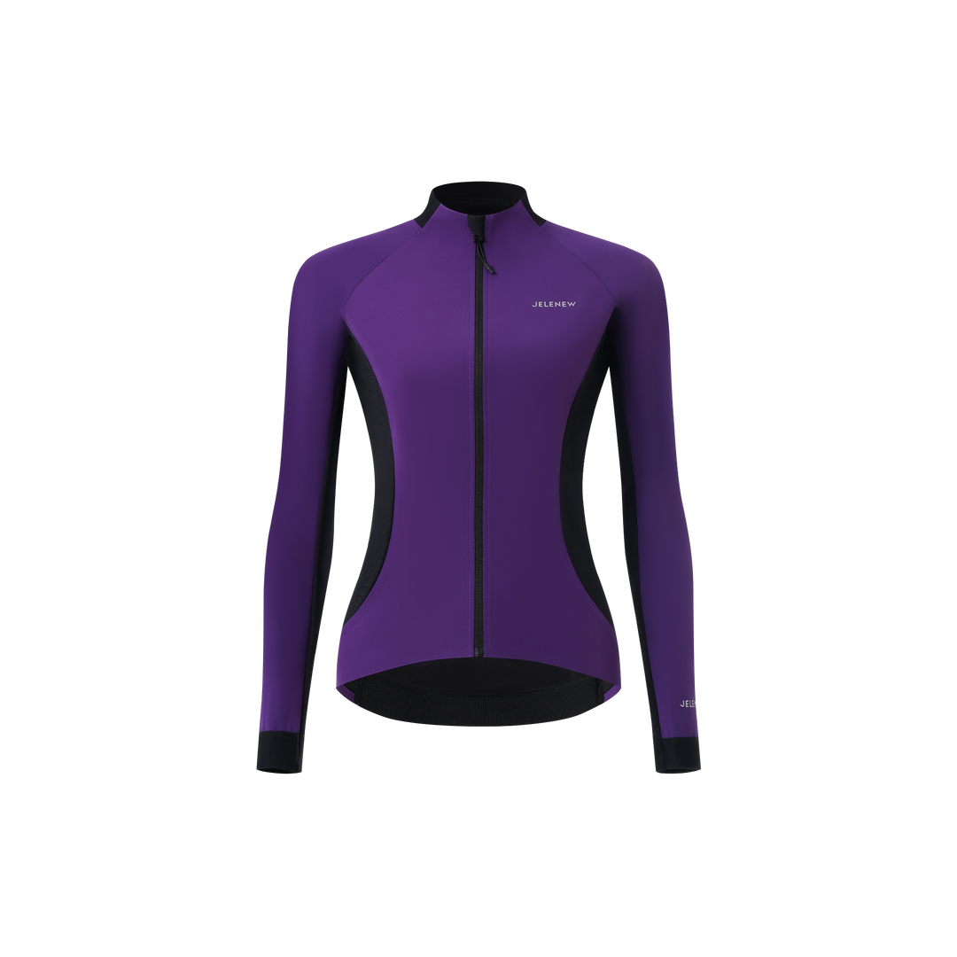 Purple and black 3L Core Rain Jacket for windproof and splash-resistant road cycling in cold weather