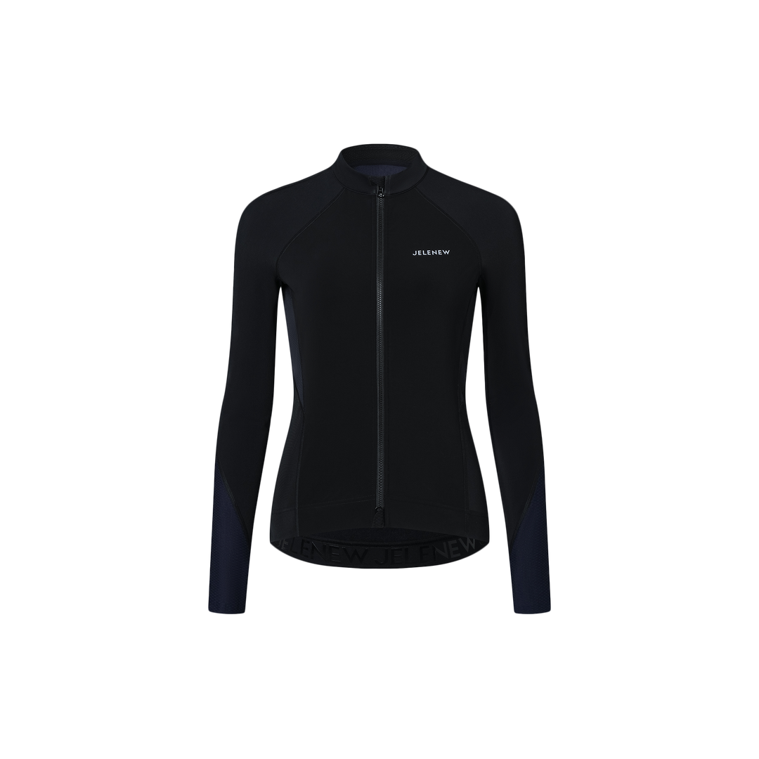 VersaFit long sleeve jersey in black with front zipper and slim fit design
