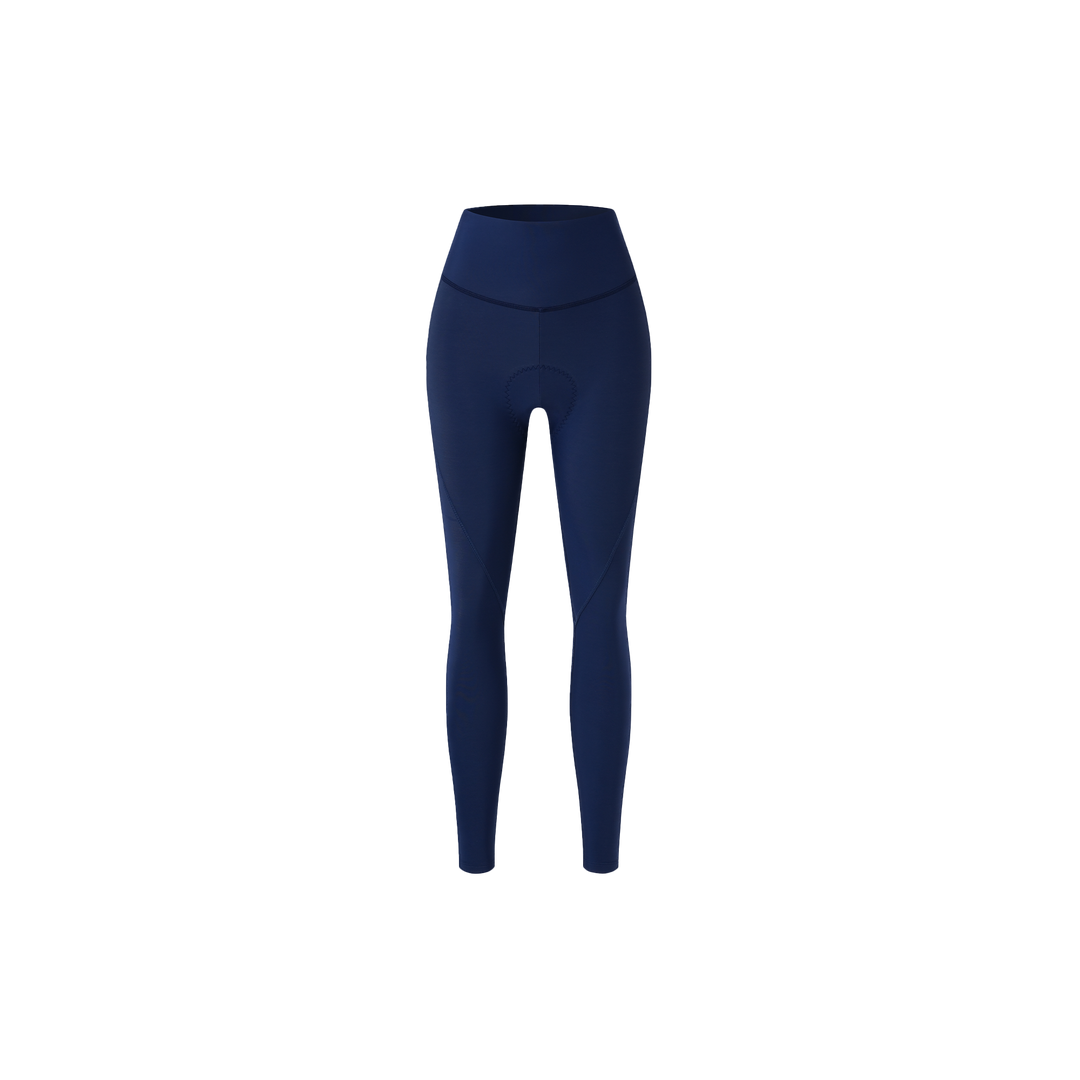 Thermal brushed bib-free tights in navy with DWR-treated, high-stretch fabric and reflective details for winter cycling comfort and safety