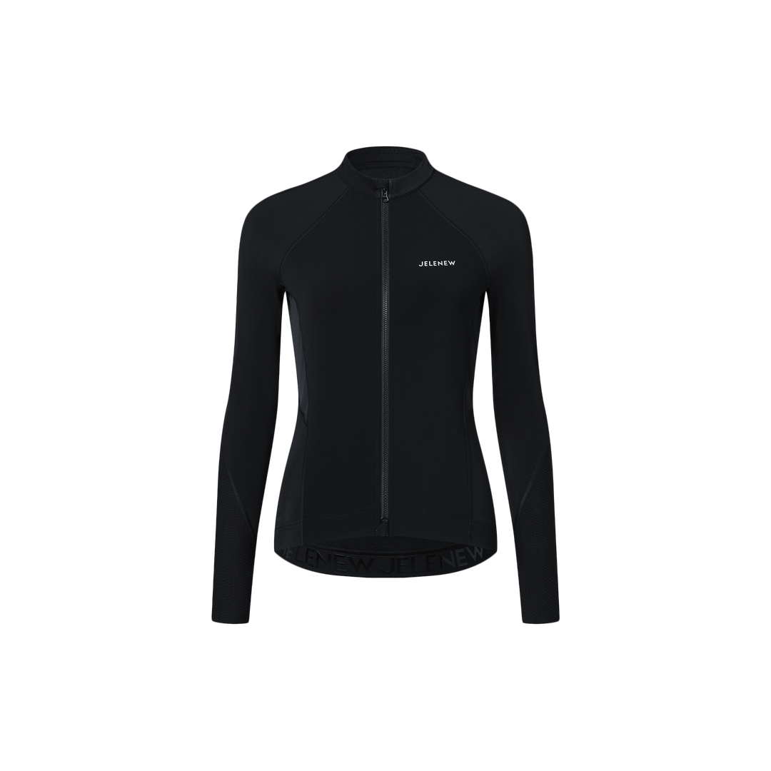 VersaFit Long Sleeve Jersey black zip-up cycling top with logo