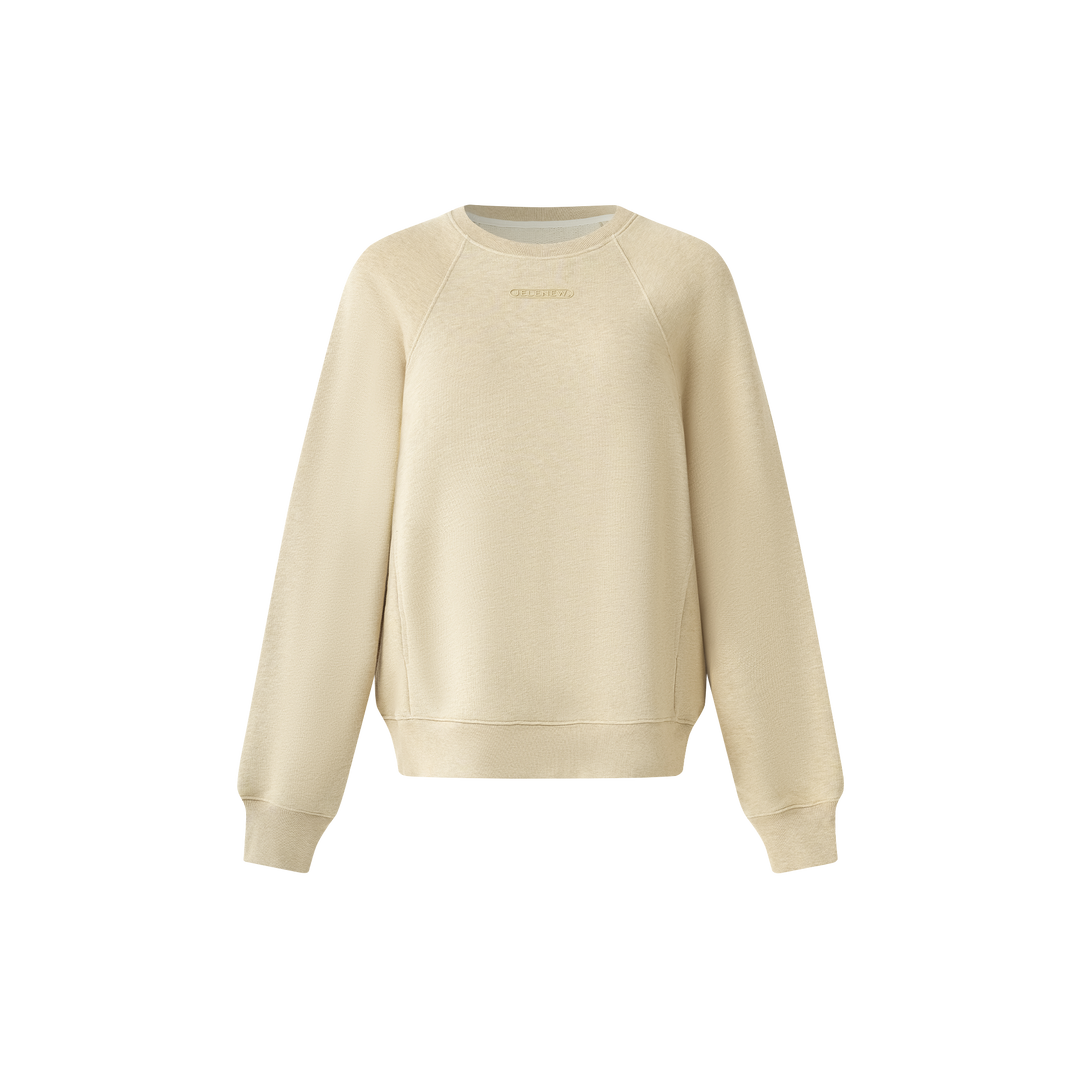 Essentials Cotton Crewneck beige relaxed fit cotton sweatshirt for comfort and freedom of movement