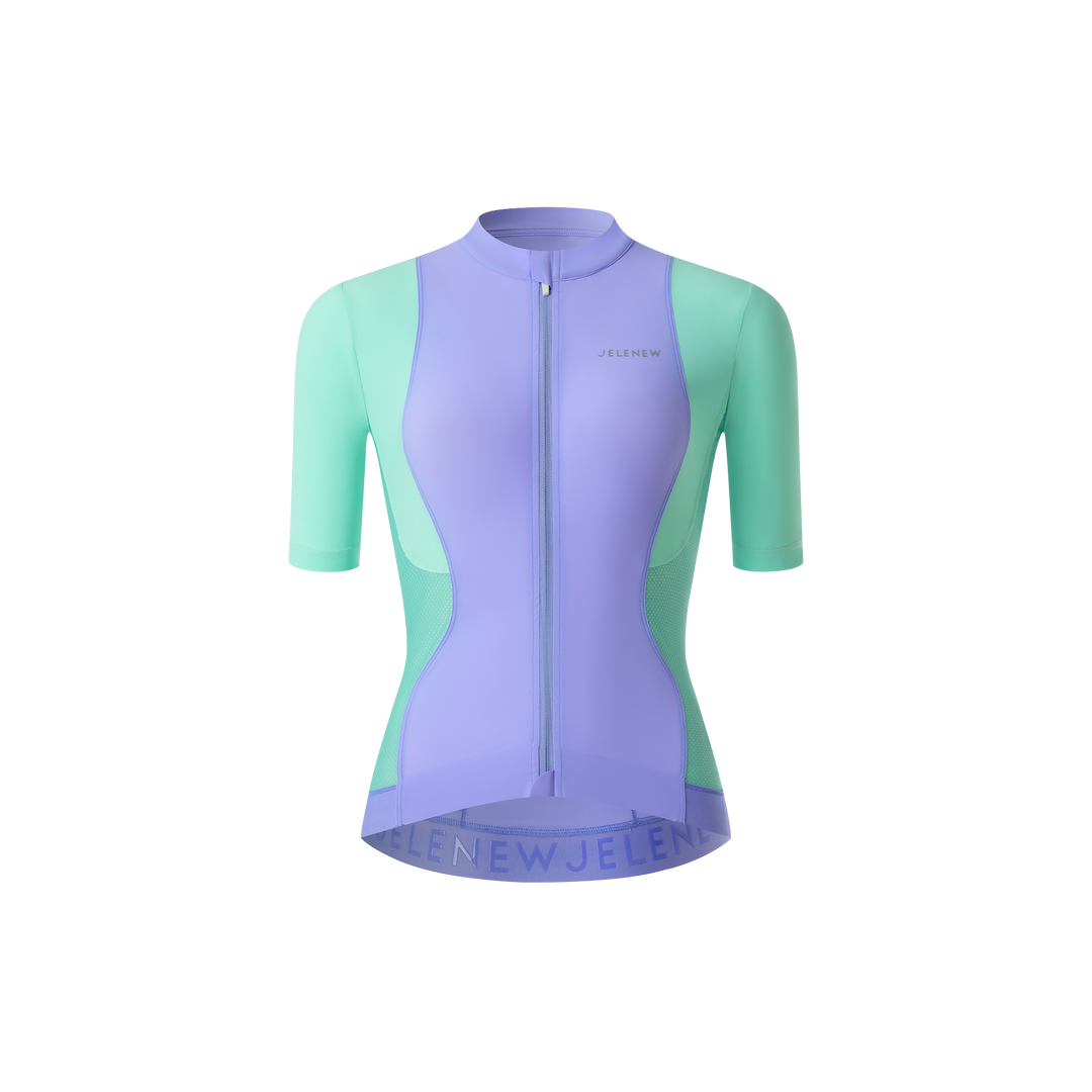 Hourglass Short Sleeve women's cycling training jersey with CurveTec technology in lavender and mint colors