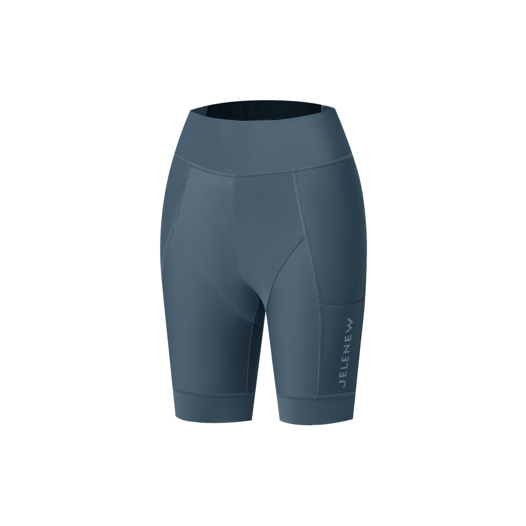 Seamless non bib cycling shorts in blue designed for reduced air resistance and enhanced performance.