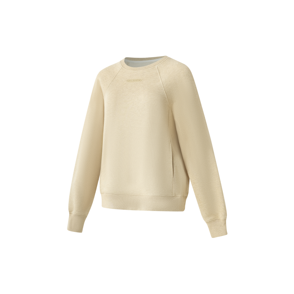 Essentials Cotton Crewneck sweatshirt in beige with relaxed fit for comfort and freedom of movement