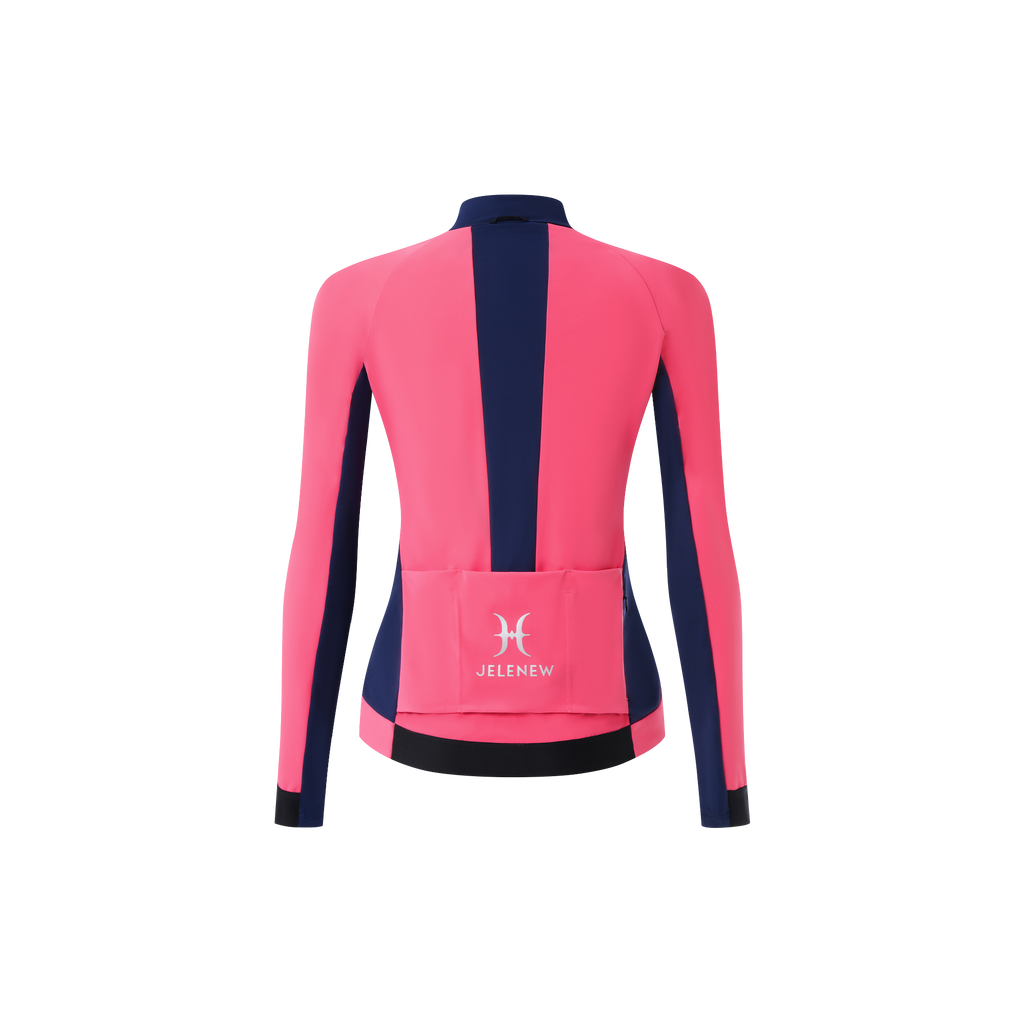 3L Core Rain Jacket pink and navy windproof splash-resistant cycling jacket back view