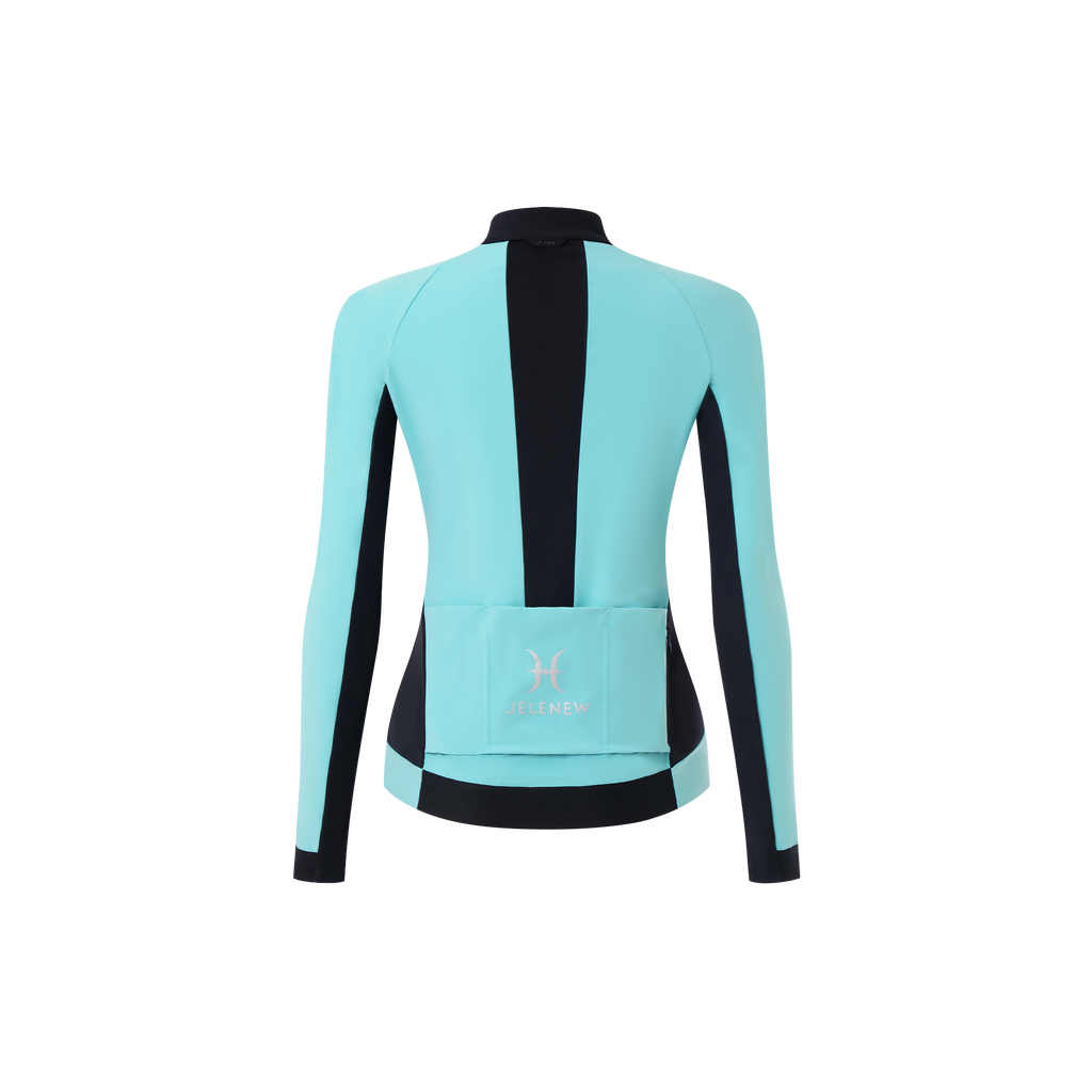 3L Core Rain Jacket windproof splash-resistant cycling jacket in turquoise and black back view