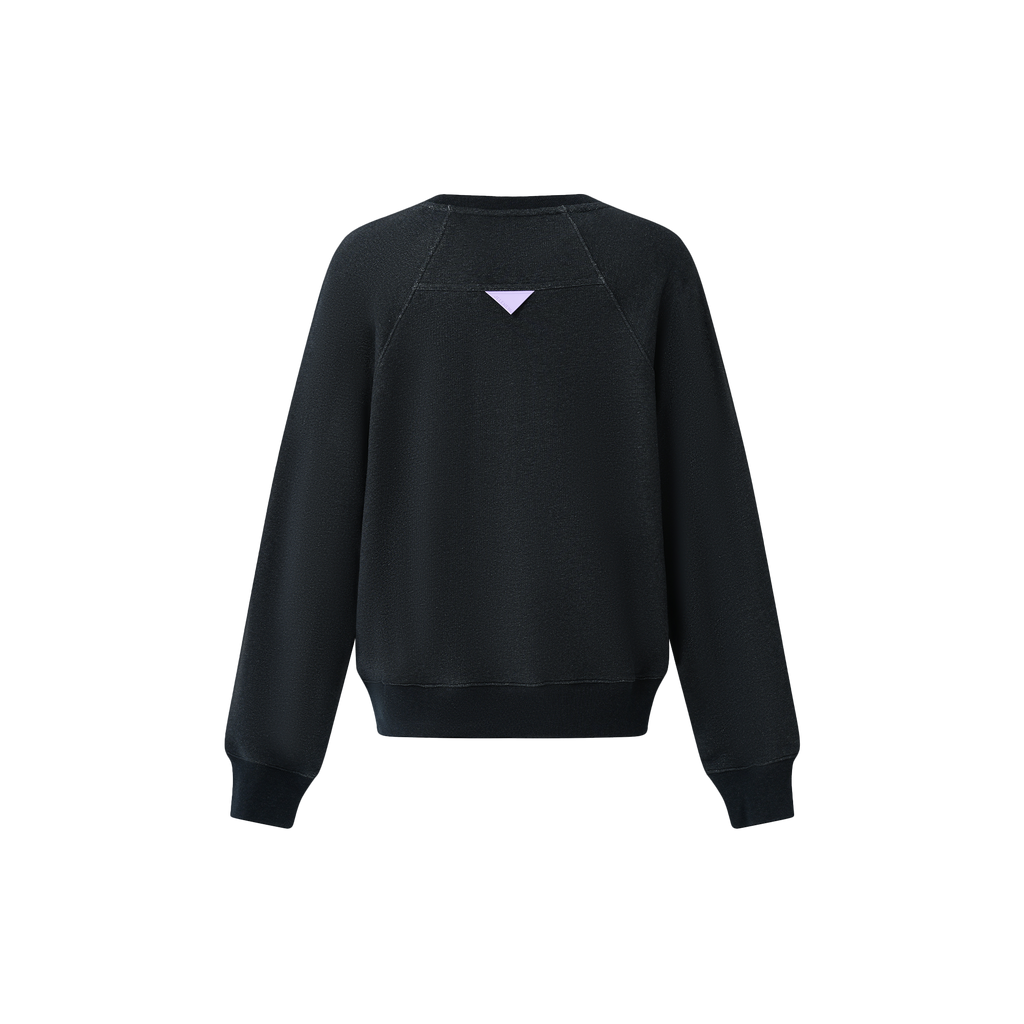 black Essentials Cotton Crewneck sweatshirt with relaxed fit and crew neckline