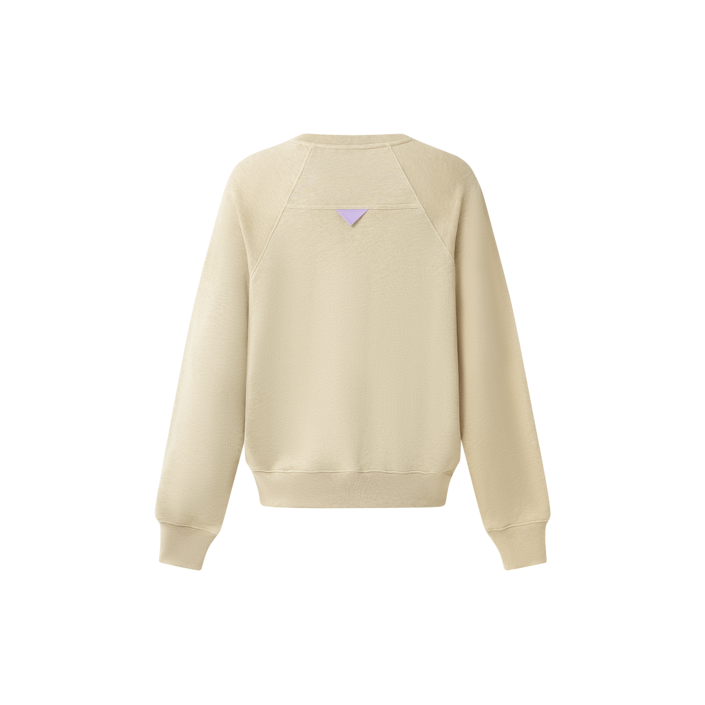 Beige Essentials Cotton Crewneck sweatshirt with relaxed fit and long sleeves.
