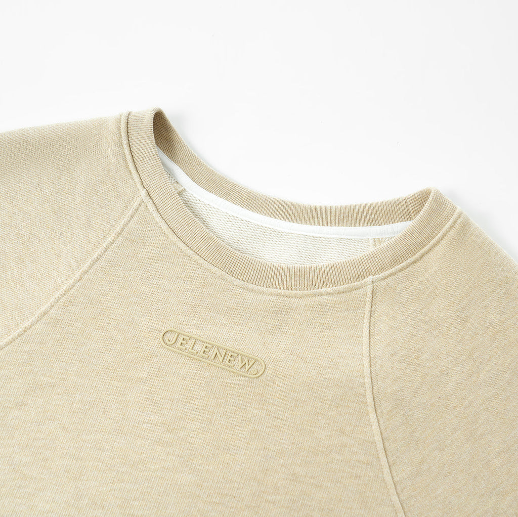 Essentials Cotton Crewneck beige sweatshirt with relaxed fit and comfortable cotton fabric