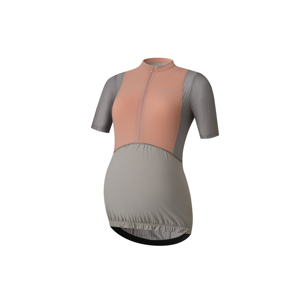 Breathable pregnancy fit jersey with moisture-wicking fabric and tailored bump-friendly design