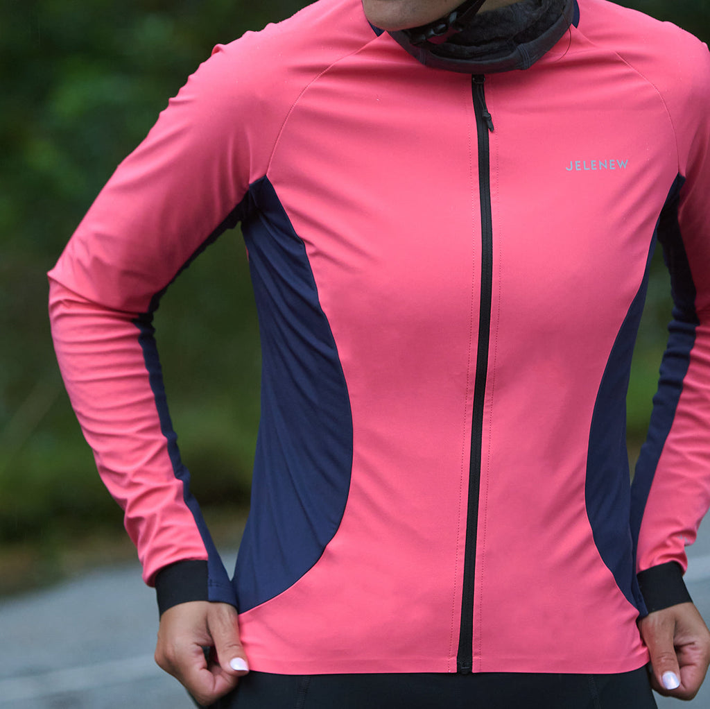 3L Core Rain Jacket pink and navy windproof splash-resistant cycling jacket for winter and rainy weather
