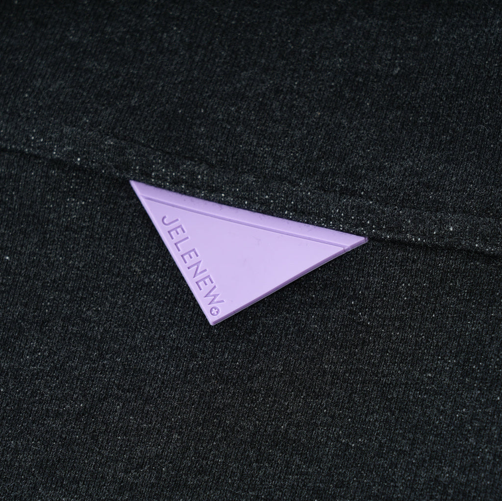 Black Essentials Cotton Crewneck sweatshirt with purple triangular brand logo detail